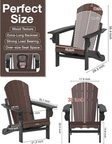 Folding Adirondack Chair –Recyclable HDPE Outdoor Adirondack Patio Chair with Cup Holder, Wood Texture & Umbrella Hole - Photo 2