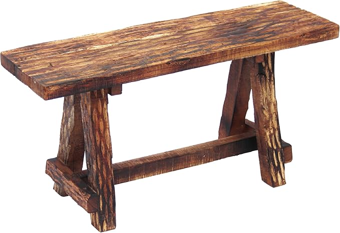 The Urban Port Wooden Garden Patio Bench with Retro Etching, Cappuccino Brown