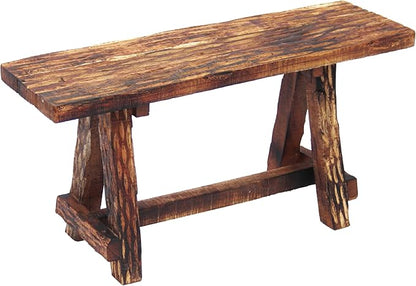 The Urban Port Wooden Garden Patio Bench with Retro Etching, Cappuccino Brown