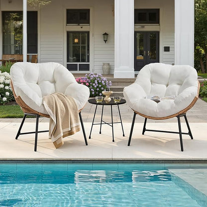 ONBRILL Outdoor Egg Chair, Indoor Lounge Chair for Patio, Bedroom, Living Room, Porch - Beige