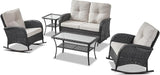 Belord 5 Piece Outdoor Conversation Patio Furniture Set - All-Weather Wicker Patio Rocking Chairs with Loveseat Glider - Photo 2