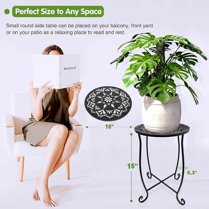 Fashion&cool Side Tables for Small Space, Metal Outdoor Indoor Round Side Table - Photo 2