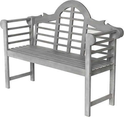 JONATHAN Y BNH103B Lutyens 51.2" 3-Seat Arched 600-Lbs Support Acacia Wood Outdoor Garden Patio Bench for Garden, Lawn, Backyard, Pool, Deck, Beach, Firepit, Gray