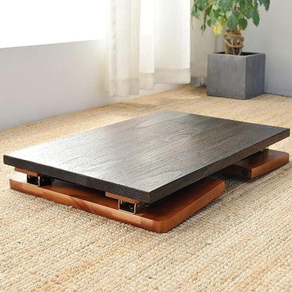 Folding Coffee Table Foldable Japanese Floor Table Low Table Meditation Table Low Tea Table for Sitting on The Floor for The Floating Window, Tatami, Tea Room, Balcony, Living Room, Outdoor
