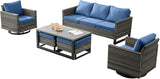 Wicker Outdoor Patio Furniture Set - 6 Piece Patio Conversation Set with 2 Swivel Rocker Chairs, 2 Rattan Ottoman - Photo 8