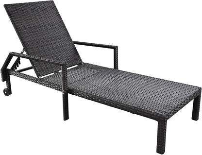 Outdoor Chaise Lounge Chair - Low-Maintenance, All-Weather Rattan Adjustable Recliner for Pool, Patio & Garden (1)