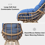 Swivel Chairs for Outside Patio Set of 3, 360 Degree Swivel Pe Wicker Luxury Lounger Chair with 20" Side Table - Photo 6