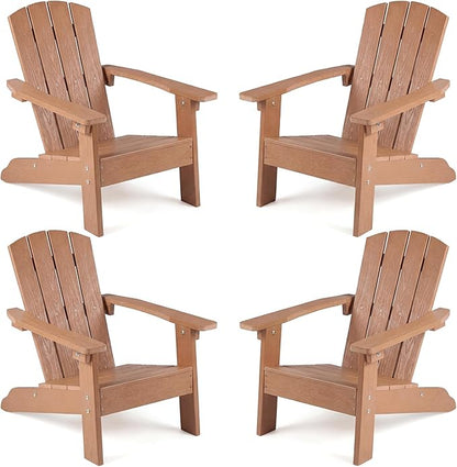 Giantex Kids Adirondack Chair, All-Weather HIPS Children's Outdoor Chair w/Ergonomic Design, Toddler Lawn Chairs for Age 3-8, Kids Beach Chair for Garden Patio Backyard (4,Teak)