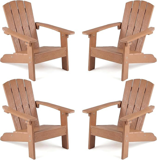 Giantex Kids Adirondack Chair, All-Weather HIPS Children's Outdoor Chair w/Ergonomic Design, Toddler Lawn Chairs for Age 3-8, Kids Beach Chair for Garden Patio Backyard (4,Teak)