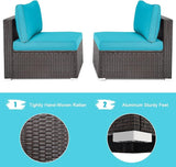 DORTALA 2 Piece Wicker Sectional Armless Chairs, Outdoor Rattan Sectional Sofa Set w/Cushions for Seat and Back - Photo 4