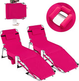 Goplus Tanning Chair with Face Arm Holes, Portable Sunbathing Chair w/4-Level Backrest, Head Pillow - Photo 1