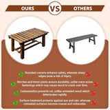 35.5" Outdoor Garden Bench, Weatherproof 2-Person Backless Wooden Bench with Mortise-Tenon Structure – for Garden, Lawn - Photo 7