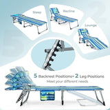 Goplus Tanning Chair, Folding Beach Lounge Chair with Face &Arm Hole, 5-Position Adjustable, Removable Pillow - Photo 6