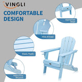 VINGLI Plastic Adirondack Chairs Set of 2, Folding with Cup Holder, Waterproof HDPE Material - Photo 7