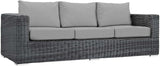 Modway Summon Wicker Rattan Outdoor Patio Sunbrella Sofa in Canvas Gray - Photo 1