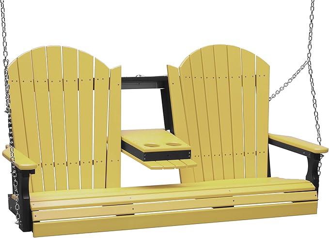 LuxCraft 5' Adirondack Hanging Porch Swing with Center Console, Outdoor Patio Swing, Front Porch Swing - Photo 1