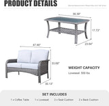 HOOOWOOO Patio Furniture Set, Outdoor High Back Loveseat Set, All Weather Wicker 2-Seater-Sofa Love Seat with Table - Photo 6