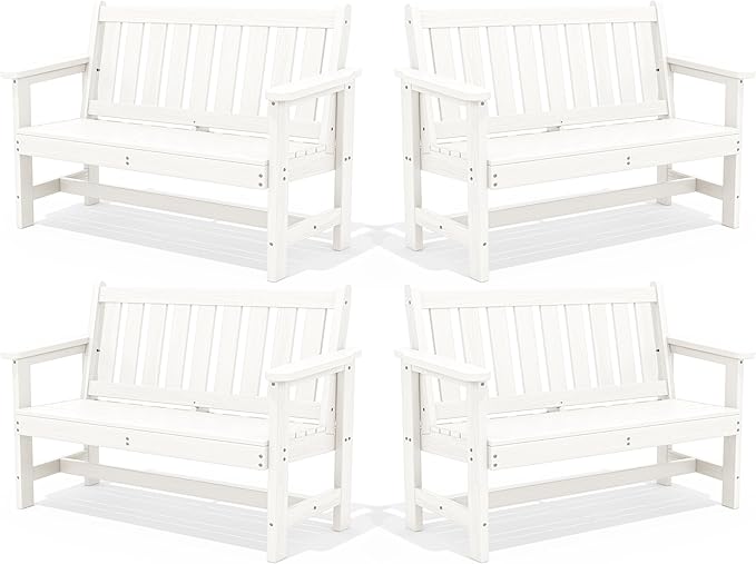 SERWALL Outdoor Bench, HDPE Outdoor Benches Weatherproof, 2-Person Garden Bench with 660 lbs Weight Capacity - Photo 1