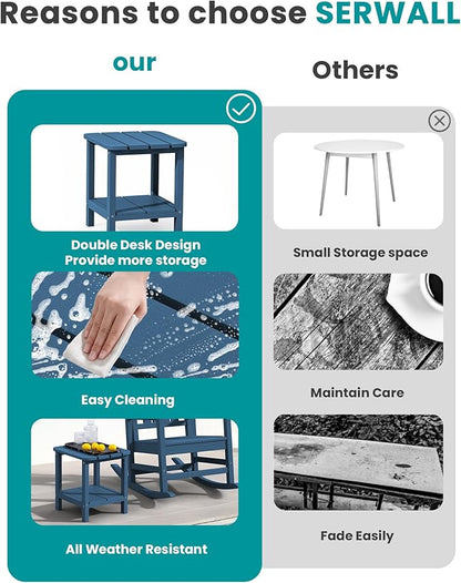 SERWALL Adirondack Table Outdoor Side Table- Blue