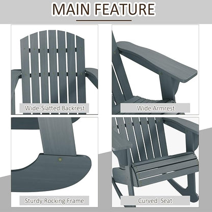 Outdoor Rocking Chair, Solid Wood Patio Rocker, Ergonomic Comfort 285LBS for Porch, Patio, Garden, Backyard