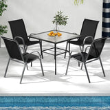 COSTWAY Patio Dining Chairs Set of 4, Stackable Outdoor Chairs with Armrest and High Back - Photo 2