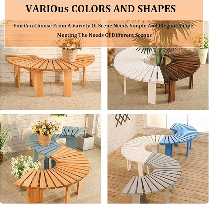 2 pcs Tree Bench Wrap Around Tree Bench Wooden Curved Benches Outdoor Strong Bearing Capacity 660Lbs - Photo 4