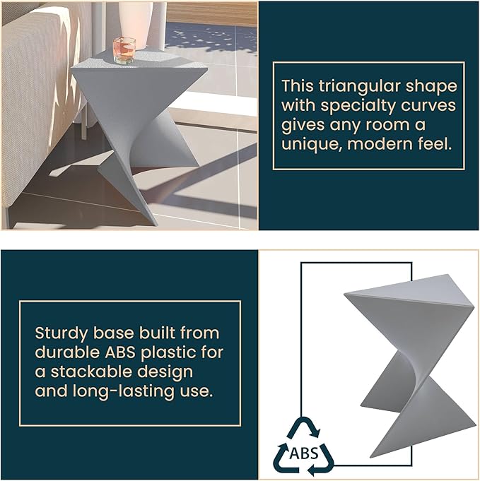 LeisureMod Modern Grey Accent Side Table - Stylish Side Vanity Table for Bedroom & Living Room - Photo 5