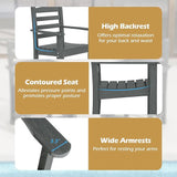 Tangkula Patio Dining Chairs Set of 4, HDPE All Weather Outdoor Chair w/Wide Armrests, Curved Seat, Wood Grain - Photo 6