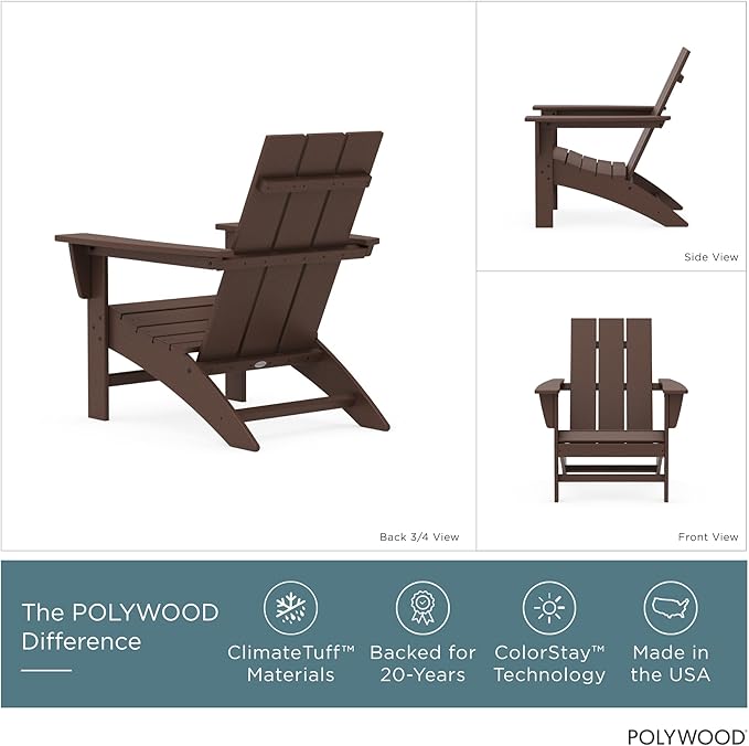POLYWOOD Modern Adirondack Chair – All-Weather Outdoor Lawn Adirondack Chairs – HDPE - Photo 4