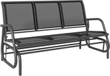 Outsunny 3-Person Patio Glider Bench, Outdoor Porch Glider Swing with 3 Seats, Breathable Mesh Fabric, Metal Frame - Photo 1