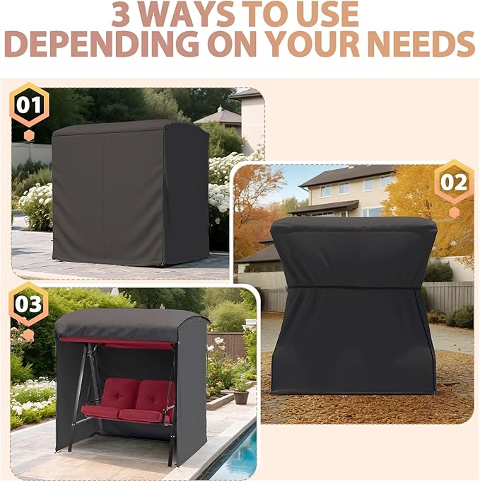 AECOJOY 2-Seat Outdoor Patio Swing Chair with Cover, Porch Swings Chairs for Adult - Photo 9