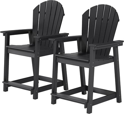 Adirondack Chair Chair Set of 2, Fire Pit Chair Weather Resistant, Ergonomic, Arm Rest, Campfire Chairs, 4 Steps Easy Assembly, Black