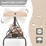 HOMREST 3 Seat Outdoor Porch Swing with Adjustable Canopy, Convertible Patio Swing Bed with Stand - Photo 3