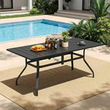 Sour Citrus Rectangular Outdoor Metal Patio Dining Table with Umbrella Hole, Weather-Resistant Table for Garden - Photo 2