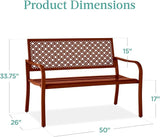 Best Choice Products Outdoor Bench 2-Person Metal Steel Benches Furniture for Garden, Patio, Porch - Photo 2