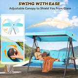 3 in 1 Outdoor Porch Swing with Adjustable Canopy, 3 Seat Outdoor Swing for Adults - Photo 3