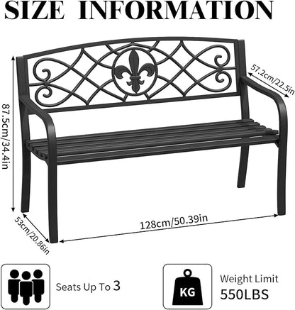 SHGJ&SOFT Outdoor Bench, Garden Bench, Outdoor Metal Frame Patio Park Bench,for Porch, Lawn,Garden,Yard (BK-01)