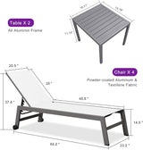 PURPLE LEAF Patio Chaise Lounge Set for 4 Outdoor Chaise Lounge Chair with Aluminum Frame and Easy-to-Move Wheels Pool - Photo 3