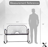 XBrand 44.5" L Iron Sun-Patterned Seat for Two Indoor/Outdoor Rocking Glider Bench, Durable Patio Glider Bench, Brown - Photo 4