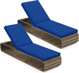 Tangkula Outdoor Chaise Lounge Chair Set of 2, 7-Position PE Wicker Patio Reclining Sun Lounger with Adjustable Backrest - Photo 1
