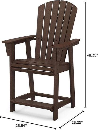 POLYWOOD® Nautical Curveback Adirondack Counter Chair in Mahogany