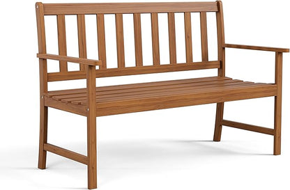 Greemotion Borkum 4-Feet Eucalyptus Solid Wood Outdoor Bench, Garden Chair for Patio Backyard Porch, Natural