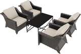 5 Pieces Outdoor Conversation Furniture Set - 4 PE Rattan Armchairs, 1 Metal Coffee Table - Photo 6