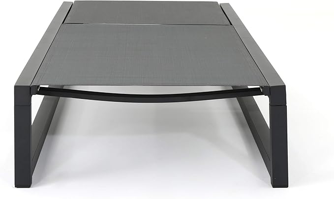 Christopher Knight Home Modesta Outdoor Aluminum Framed Chaise Lounges with Mesh Body, 2-Pcs Set, Black Finish / Grey Mesh