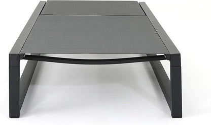 Christopher Knight Home Modesta Outdoor Aluminum Framed Chaise Lounges with Mesh Body, 2-Pcs Set, Black Finish / Grey Mesh