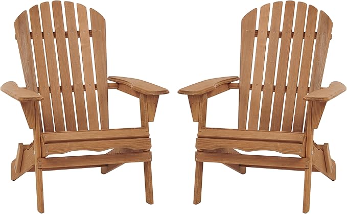 Premium Hemlock Wood Folding Adirondack Chairs (Set of 2) – Pre-Assembled Backrest, Water-Based Finish - Photo 6