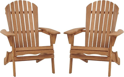 Premium Hemlock Wood Folding Adirondack Chairs (Set of 2) – Pre-Assembled Backrest, Water-Based Finish, Perfect for Patio, Porch, Poolside & Outdoor Relaxation