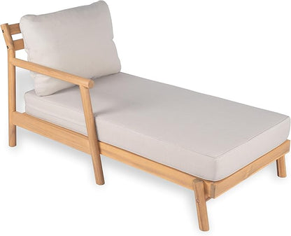 Christopher Knight Home Jorine Outdoor Acacia Wood Sofa, 78" L Shaped Sofa Set, Chaise Lounge and Loveseat Set, 3 Seater Couch, Patio Lounge, Upholstered Couch for Patio Backyard Garden, Teak+Beige