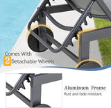 QAQA Patio Chaise Lounge Set of 2, Outdoor Lounge Chairs with 5 Adjustable Positions and Wheels - Photo 4