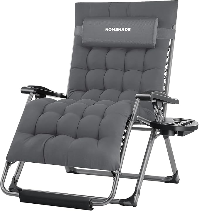 HOMSHADE XXL Zero Gravity Chair with Cushion, 33In Oversized Zero Gravity Lounge Chair - Photo 1